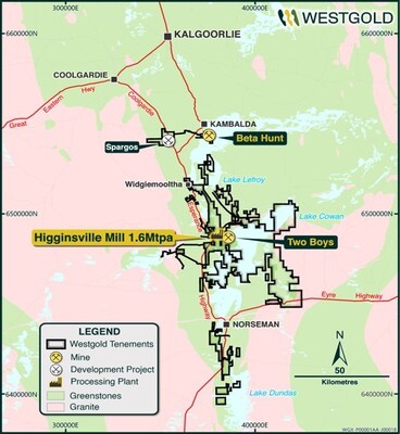 Figure 2 – Westgold’s Southern Operations asset map (CNW Group/Westgold Resources Limited)