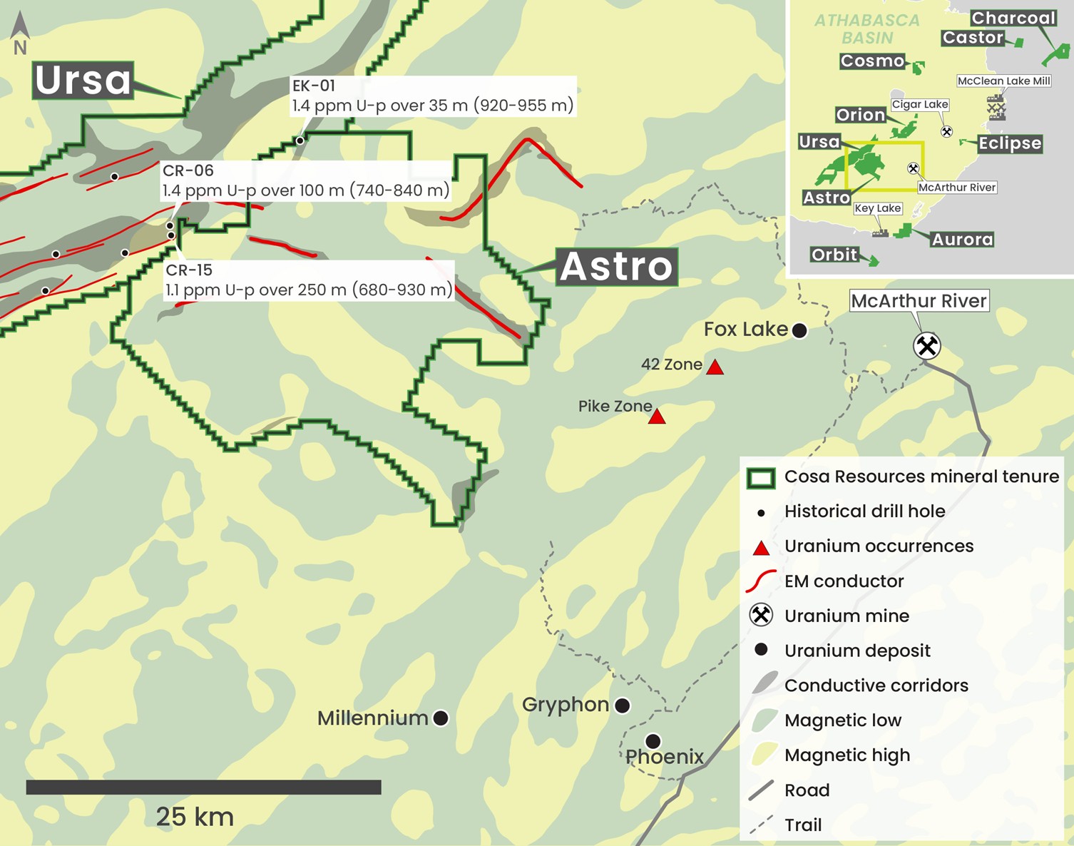 Location of the Astro Project within the Athabasca Basin of Saskatchewan, Canada.