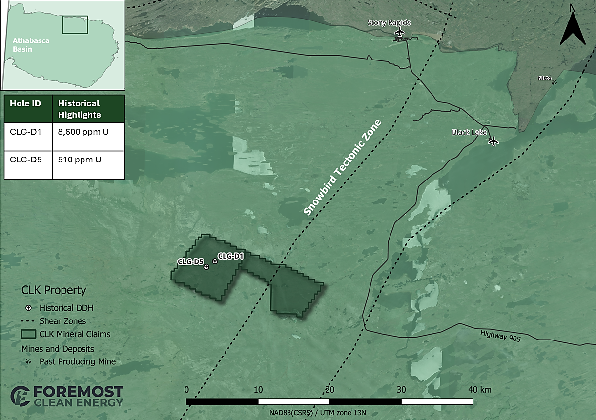 Figure 1. CLK Uranium Property Location Map