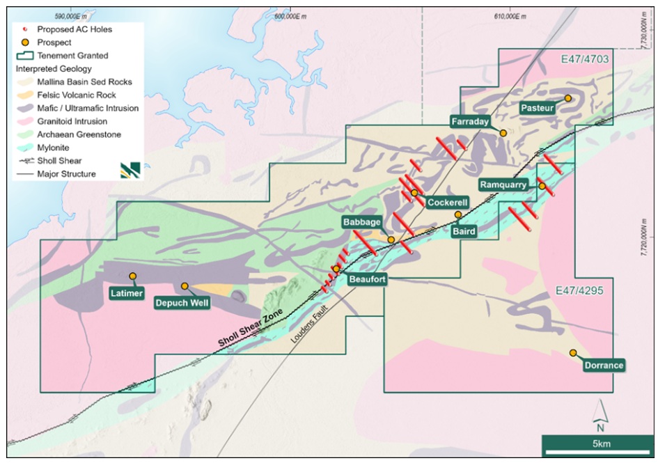 Figure 10: Balla Balla geological interpretation showing complex structure, priority targets and planned aircore drill program