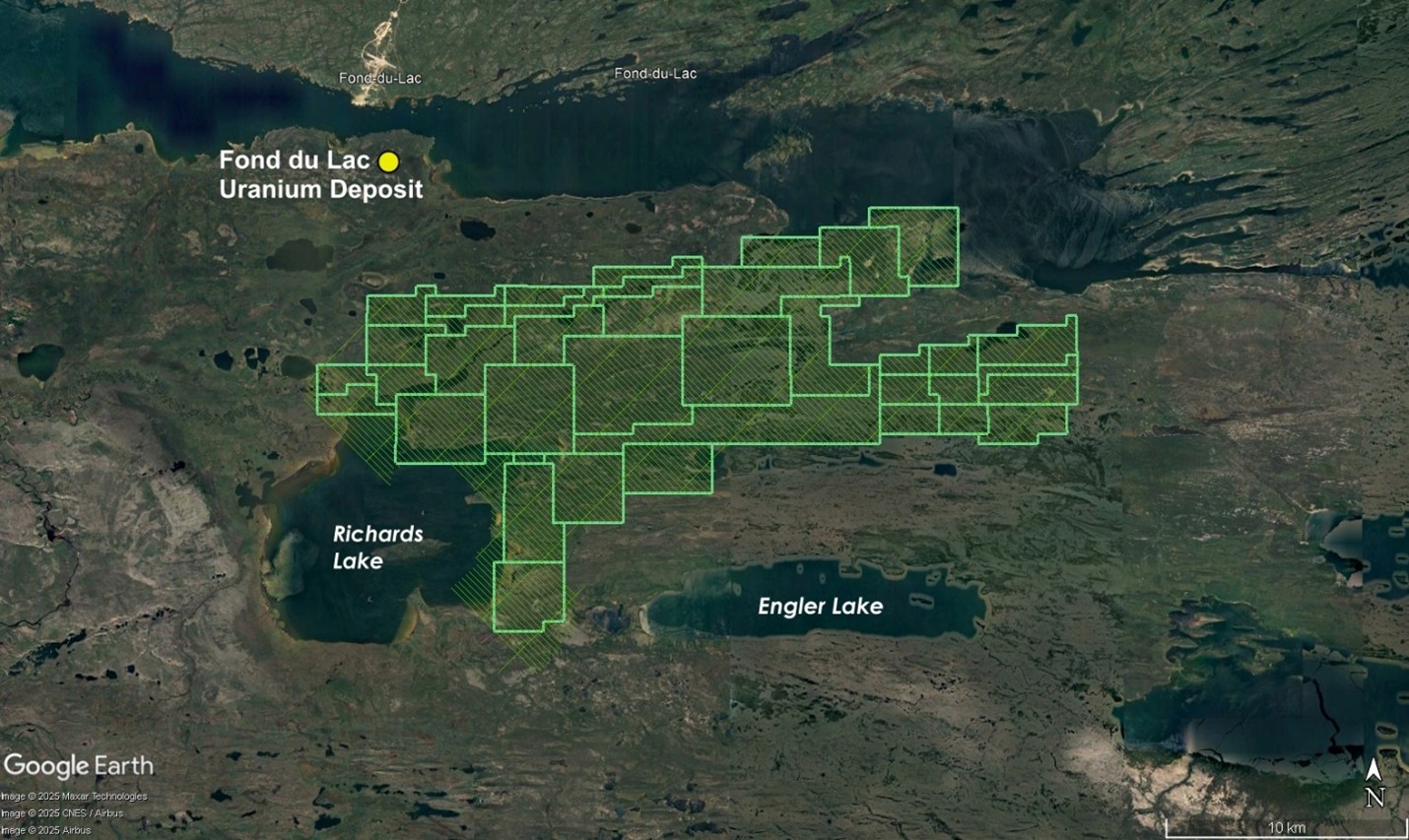 Sabre Property; 2025 Airborne MobileMT Survey Flightlines, Athabasca Basin