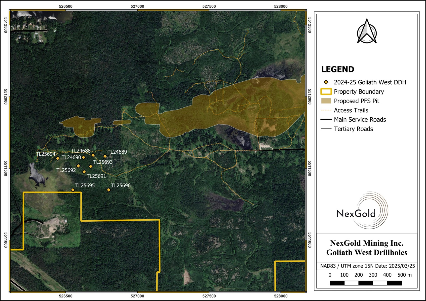 Goliath Deposit Drillhole Plan Map