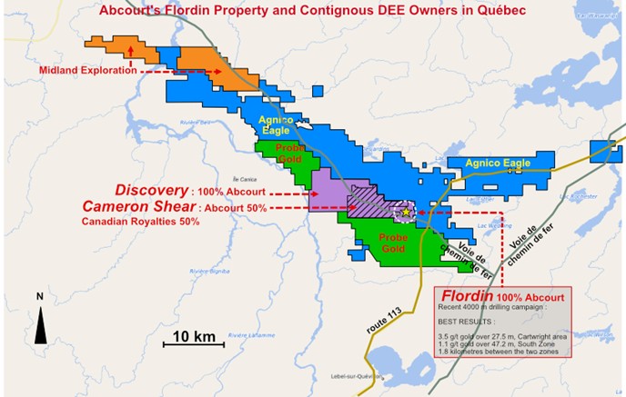 Location of the Flordin Property and Adjacent Claim Owners