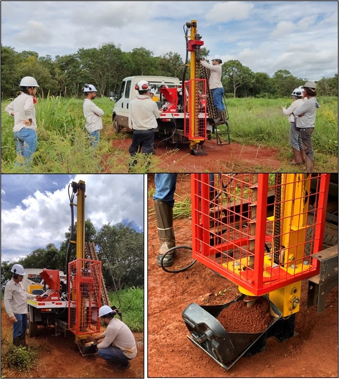 Images of the Truck mounted mechanical Auger Drill Rig and sampling techniques to be used at Copeçal to advance litho-geochemical modeling of the East and West Targets