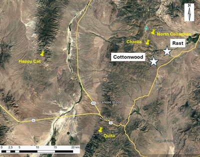 Figure 1 – Cottonwood and Rast sites and nearby Black Mammoth Metals Properties. (CNW Group/Black Mammoth Metals Corp)