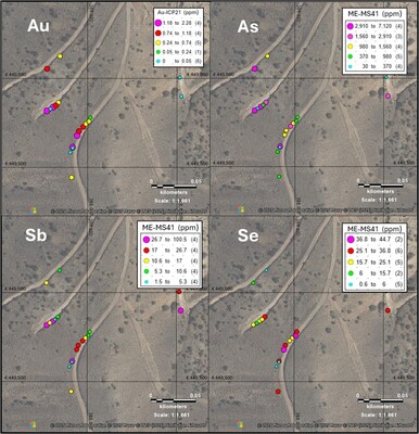 Figure 4 – Coal Canyon gold and trace-element distribution. (CNW Group/Black Mammoth Metals Corp)