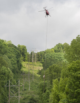Mon Power is using a helicopter equipped with an aerial saw to trim trees and ensure proper clearance around more than 230 miles of high-voltage power lines in its West Virginia service area.