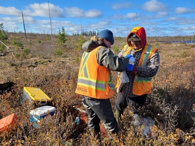 Figure 1: Environmental data collection at Shaakichiuwaanaan. (CNW Group/Patriot Battery Metals Inc.)