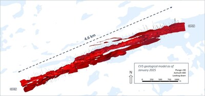 Figure 8: Plan view of CV5 Spodumene Pegmatite geological model – all lenses. (CNW Group/Patriot Battery Metals Inc.)