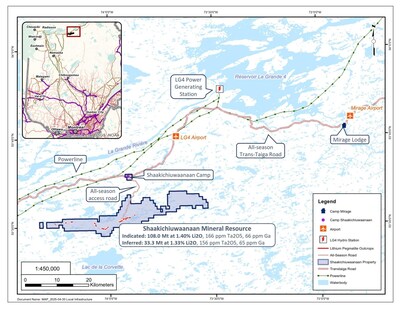 Figure 30: Shaakichiuwaanaan Property and regional infrastructure. (CNW Group/Patriot Battery Metals Inc.)