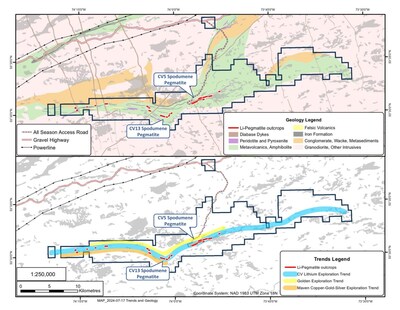 Figure 35: Property geology and mineral exploration trends. (CNW Group/Patriot Battery Metals Inc.)