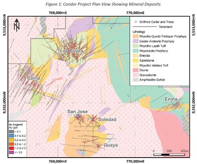 Figure 1: Condor Project Plan View Showing Mineral Deposits (CNW Group/Silvercorp Metals Inc.)