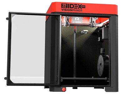 Vision Miner’s 22 IDEX delivers industrial-strength, high-temperature 3D printing—handling PEEK, ULTEM™, PPSU, PEKK, nylon, PC, ABS, ASA, and more—with Dual Independent Extruders for double throughput, multi-material builds, soluble supports, and duplicate/mirror modes, empowering fab shops, labs, and manufacturers to produce advanced engineering thermoplastic parts on demand.