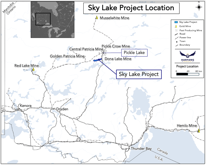 Location map of the Sky Lake Project and surroundings