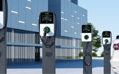 The Autel MaxiCharger AC Pro delivers efficient, reliable Level 2 charging for multifamily residential, commercial, and fleet applications. Shown here in a workplace charging setting, combining sleek design with smart charging features.
