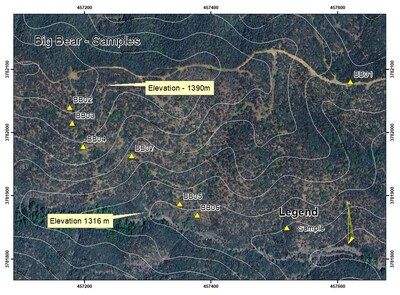 Figure 1 – Vertical extent of samples at Big Bear (74 meters). (CNW Group/Black Mammoth Metals Corp)