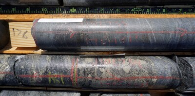 Figure 2.  QC-B3-25-005 core from 53.64m to 53.92m in upper picture and 55.04m to 55.35m in lower picture. (CNW Group/Metalex Ventures Ltd.)