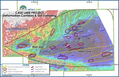 Figure 4 – Soil sampling and field program locations to be conducted at the CTZ at Case Lake (CNW Group/Power Metals Corp.)