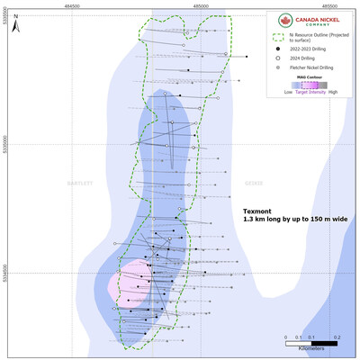 Figure 4. Plan View of the Texmont Nickel Sulphide Resources. (CNW Group/Canada Nickel Company Inc.)