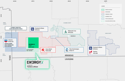 Map of Competitive Lithium Project Landscape in Smackover Region