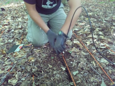 Burying the heating cables
