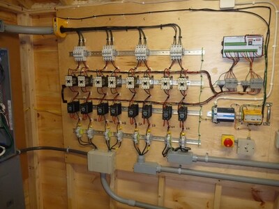 Inside the "Hut" the equipment that controls the heating cables