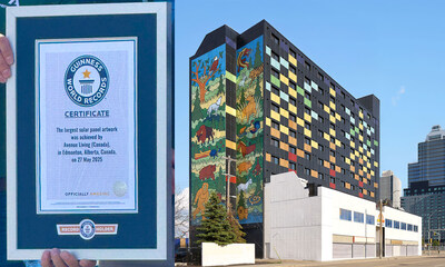 Mitrex, a North American manufacturer of solar products and the world's largest manufacturer of BIPV, announces Guinness World Record Breaking project - the SunRise Residential Building. (CNW Group/Mitrex - Integrated Solar Technology)