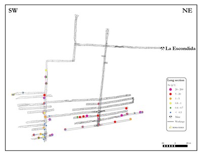 La Escondida Long Section (CNW Group/Soma Gold Corp.)