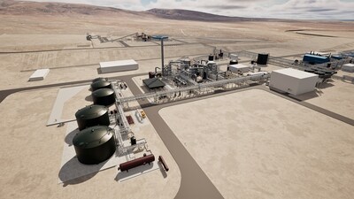 This rendering illustrates several of the field fabricated tanks that will be produced by CB&I for the Thacker Pass lithium mine. The tanks will be situated adjacent to the sulfuric acid plant and will store liquid sulfur and sulfuric acid which play an important role in the operation of the facility.