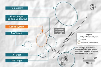 Figure 2: Plan View of the Guayabales Project Highlighting the Apollo Target Area (CNW Group/Collective Mining Ltd.)