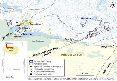 Figure 1: Fortune Bay’s Partner-Funded Uranium Projects (CNW Group/Fortune Bay Corp.)