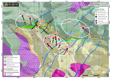 Figure 2 Geological Map San Marcial Area – Step-Out Drilling Targets (CNW Group/GR Silver Mining Ltd.)