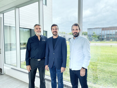 Louis Roy, Founder and CEO of OPTEL, Olivier Laboissionnière and Nicolas Francoeur, co-owners of Vanguard Robotics. (CNW Group/Optel Group)