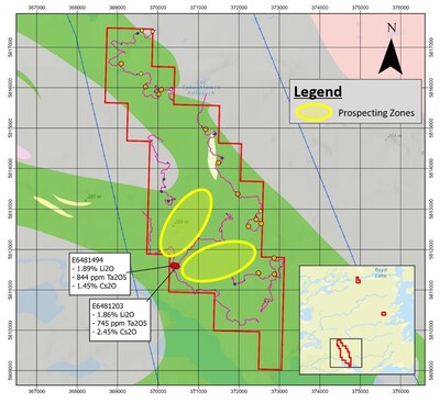 Figure 1 : Elmer East – 2025 Fall Field Targets (CNW Group/Comet Lithium Corporation)