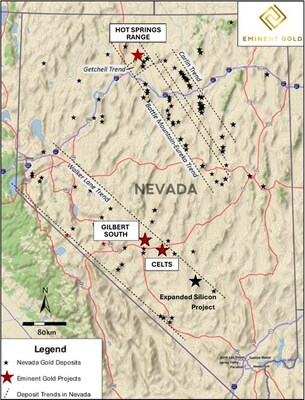Figure 1.  Eminent Projects Location Map (CNW Group/Eminent Gold Corp.)