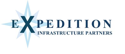 Expedition Infrastructure Partners logo featuring a light blue compass star and navy blue bold lettering (PRNewsfoto/Expedition Infrastructure Partners, LLC)