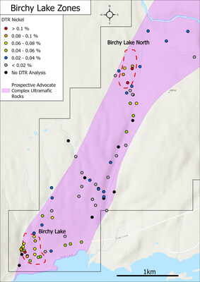 Figure 3 – DTR nickel results from the Birchy Lake and Birchy Lake North zones (CNW Group/FPX Nickel Corp.) Figure 3 – DTR nickel results from the Birchy Lake and Birchy Lake North zones (CNW Group/FPX Nickel Corp.)