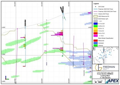 Figure 2.  Drill Section 499980E (CNW Group/Freeman Gold Corp.)