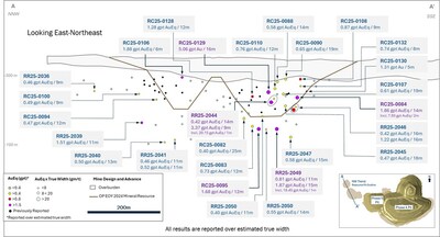 Figure 3: Selected New Notable Drill Intercepts at Rainy River NW Trend (CNW Group/New Gold Inc.)