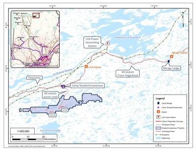 Figure 1: Shaakichiuwaanaan Property and regional infrastructure. (CNW Group/Patriot Battery Metals Inc.)