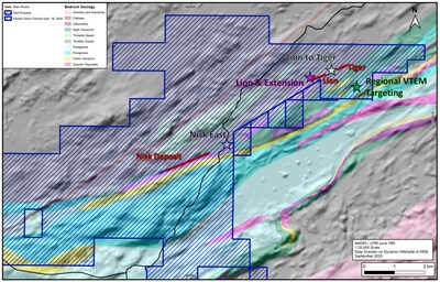 Figure 5: Land package overlain on basin geology with summer program drill locations (CNW Group/Power Metallic Mines Inc.) Figure 5: Land package overlain on basin geology with summer program drill locations (CNW Group/Power Metallic Mines Inc.)