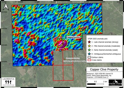 Figure 1: VTEM survey results and new claims acquired (CNW Group/Starr Peak Mining Ltd.)