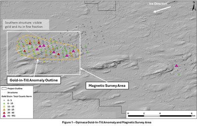 Figure 1 - OpinacaGold-In-TillAnomaly and Magnetic Survey Area (CNW Group/Targa Exploration Corp.)