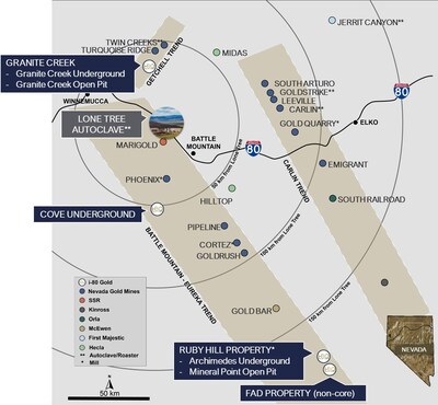 Figure 1: Regional map of i-80 Gold assets in northern Nevada. (CNW Group/i-80 Gold Corp)