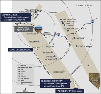 Figure 1: Regional Map of i-80 Gold assets in northern Nevada. (CNW Group/i-80 Gold Corp)