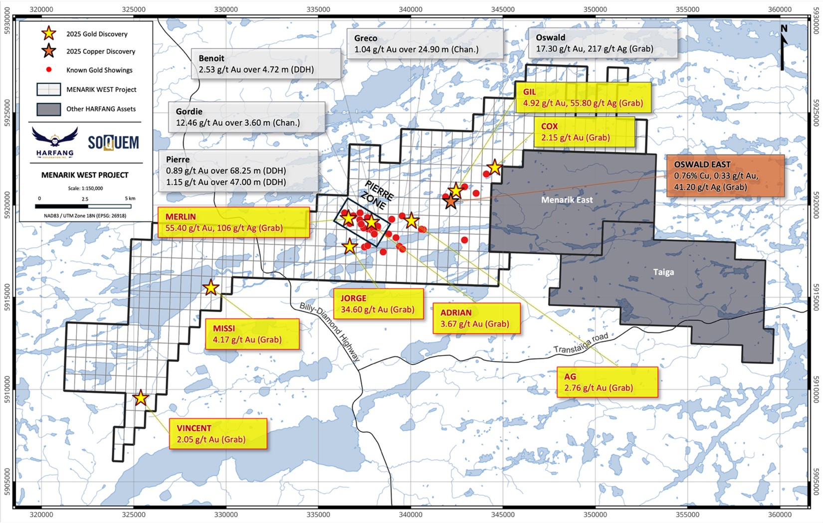 Select assay results from the summer 2025 exploration program at Menarik West