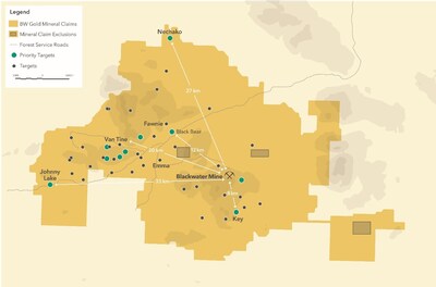 Artemis Gold regional exploration priority targets (CNW Group/Artemis Gold Inc.) Artemis Gold regional exploration priority targets (CNW Group/Artemis Gold Inc.)