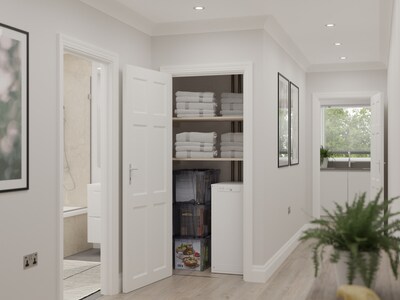 Thermino compact thermal battery fit neatly into a standard hall closet.