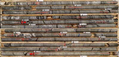 Figure 6. Gold mineralization in the Lespérance Breccia area: 6.33 g/t Au over 10.0 m (hole 1435-25-028) (CNW Group/Soquem inc.)