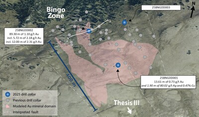Figure 2 – Oblique view of the Bingo Zone. (CNW Group/Thesis Gold Inc.)
